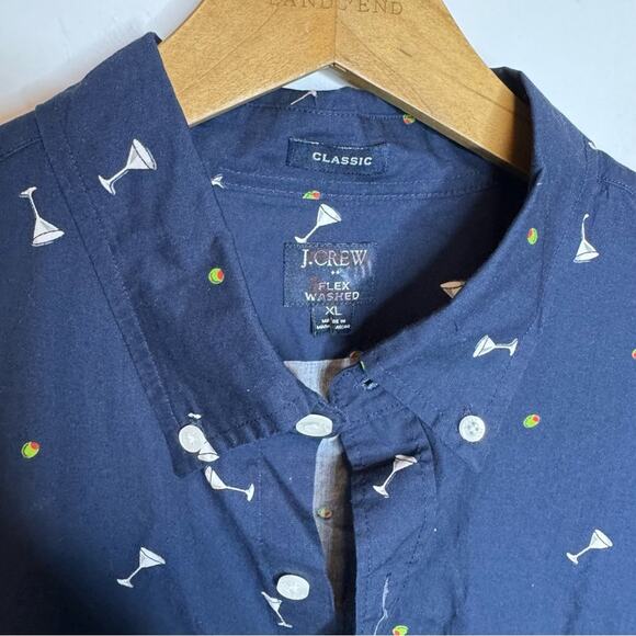 J. Crew Classic Untucked Flex Washed Button Down Shirt Martini Olives Size XL - Picture 3 of 7